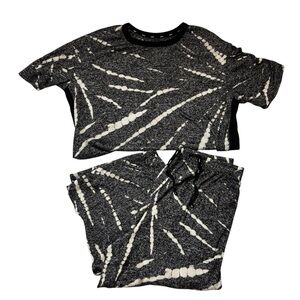 DKNY Black and White Cropped Pant Pajama Set